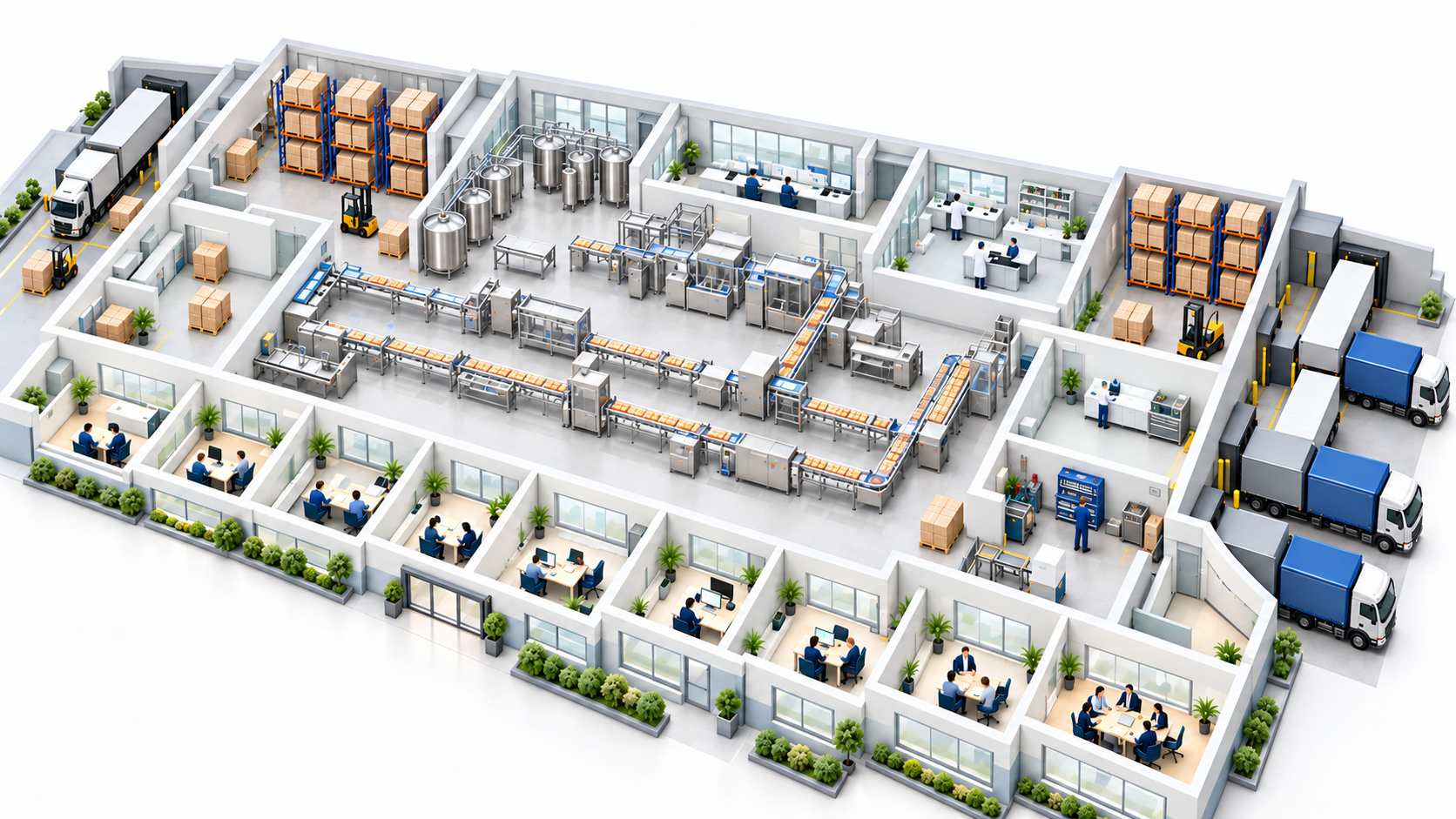 3D cutaway of the Food For Analytics virtual food factory