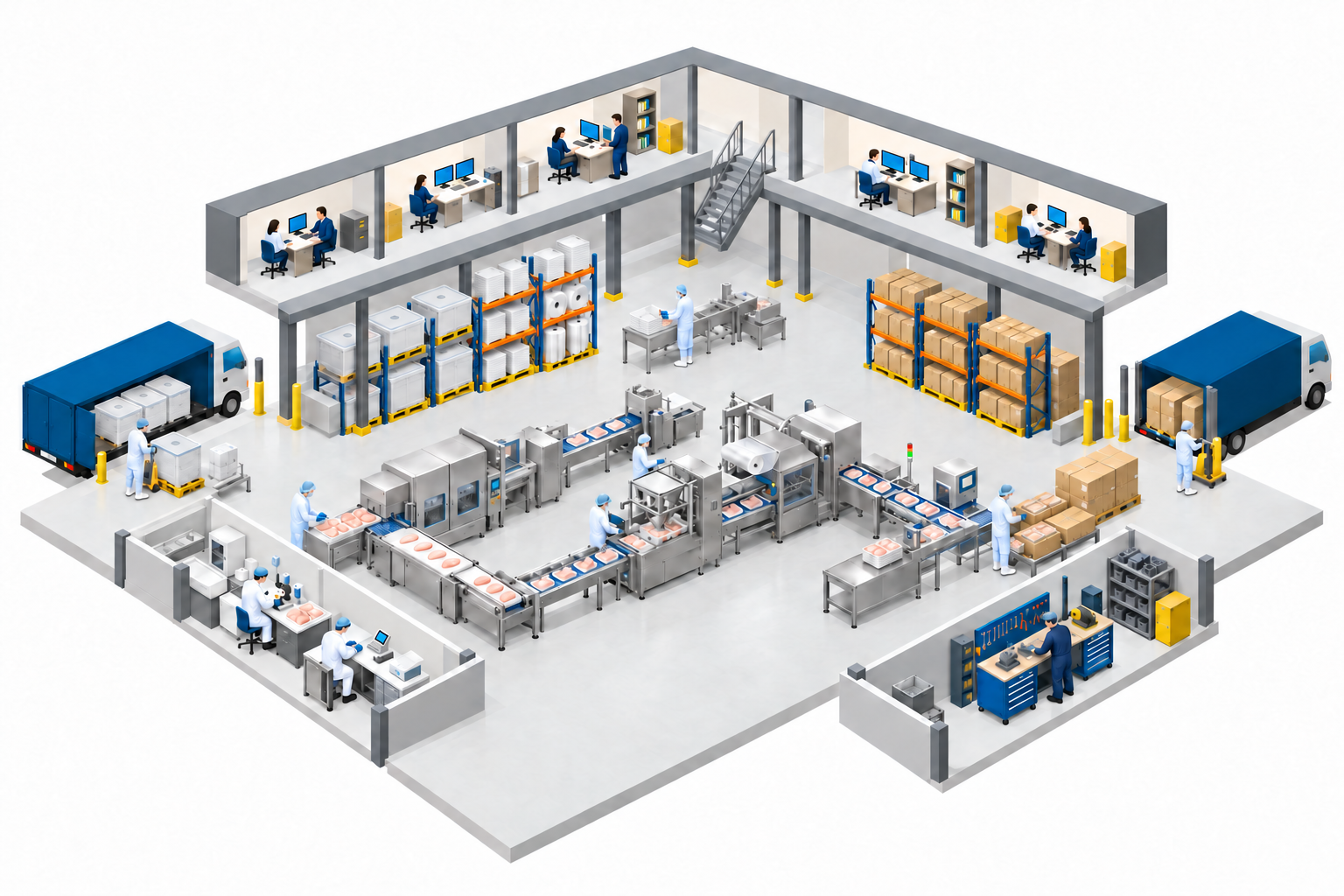 3D cutaway of the Food For Analytics virtual food factory